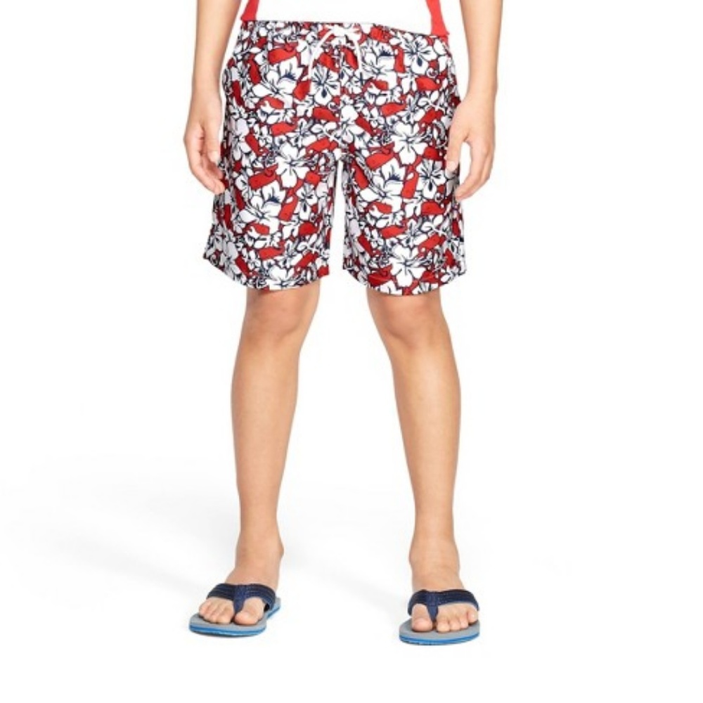 Boys' Hibiscus Whale Swim Trunks